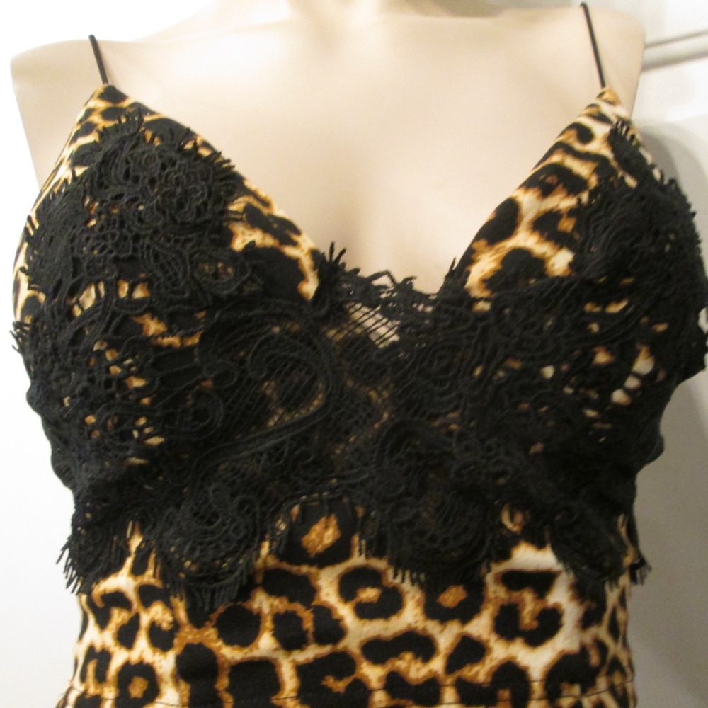 new ***ENTRY *** 2 PC Cheetah outfit dress skirt and spaghetti blouse midriff Sz - Picture 7 of 16